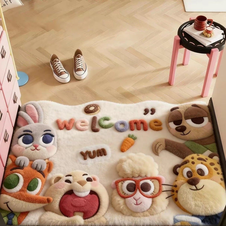 Cartoon Character Plush Mat for Interiors