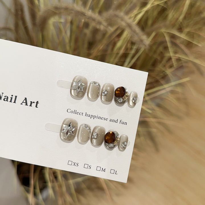 Decorative Rhinestone Press-On Nail Art