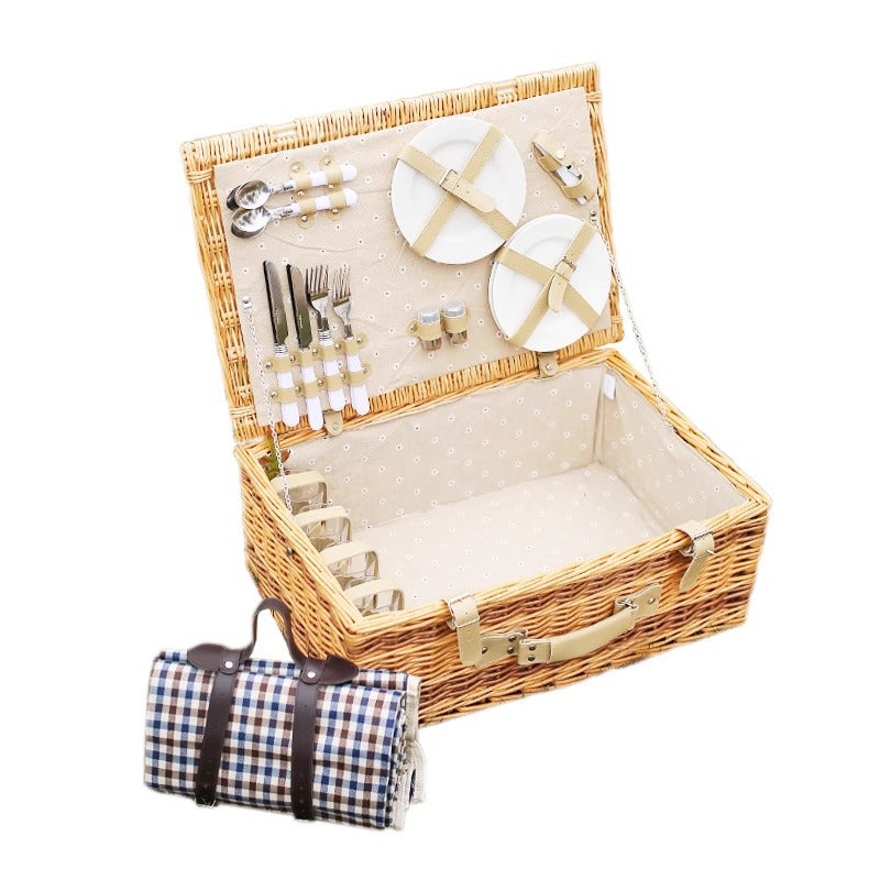 Rustic picnic basket with dish set Kalsten