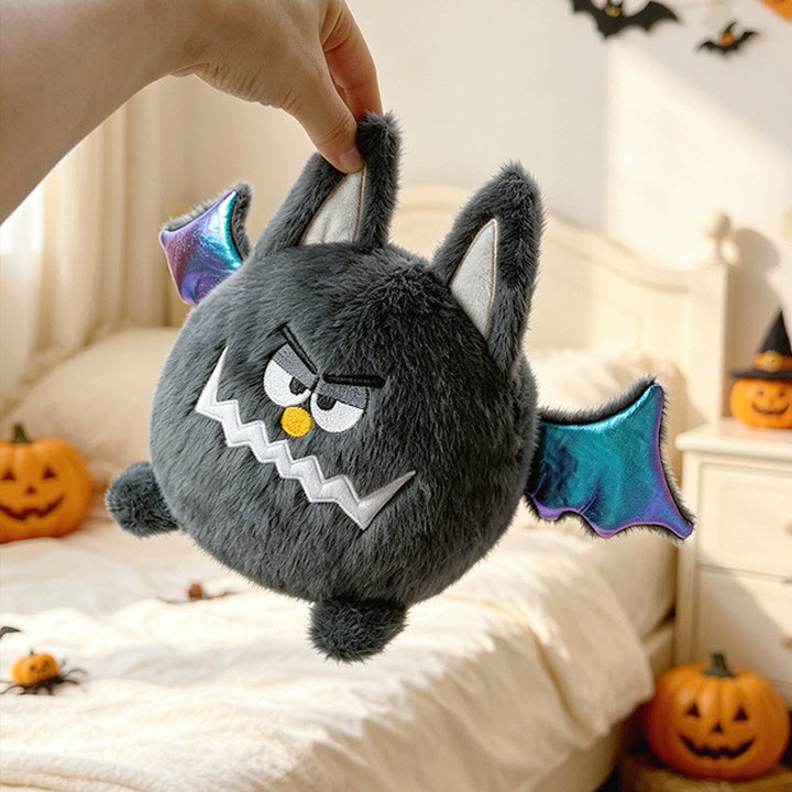 Cozy decorative pumpkin plush pillow with face and velvet feet