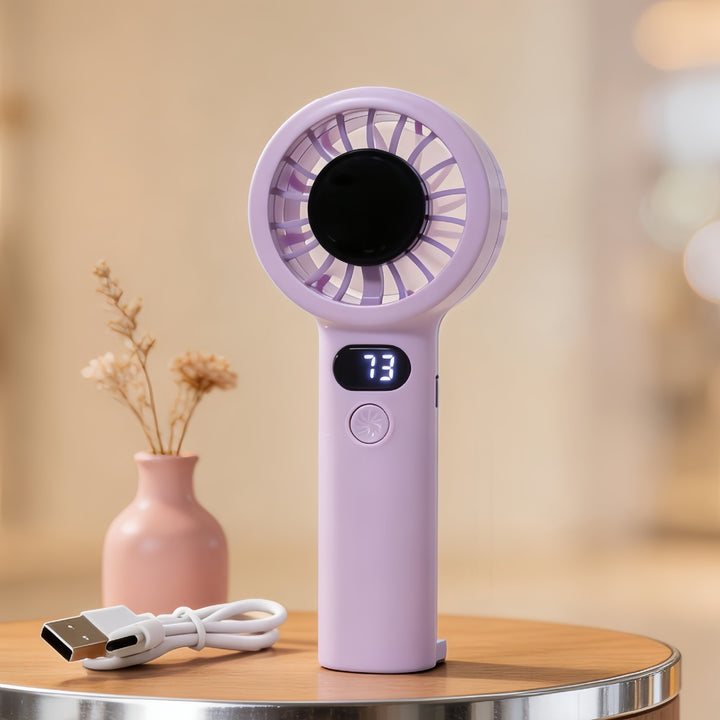 Ladies Portable Hand Fan with LCD Display and USB Charging Function Kalsten