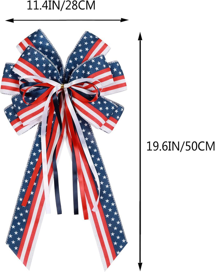 Unisex nan patriotic star striped decorative wreath bow with long tails Kalsten