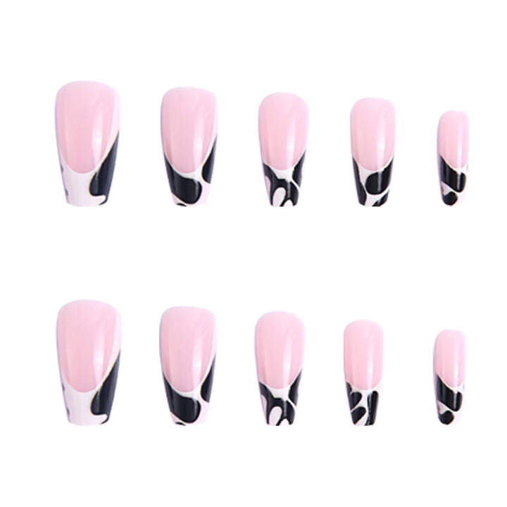 Exclusive artificial nails with elegant black and white patterns Kalsten
