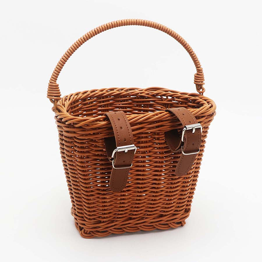 Decorative Woven Storage Basket with Leather Handles Kalsten