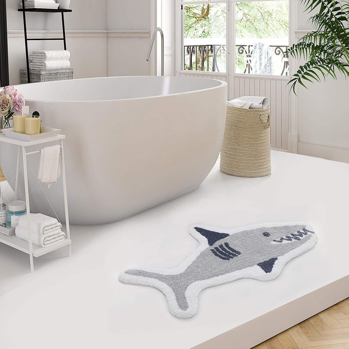 Shark-Shaped Plush Bath Mat