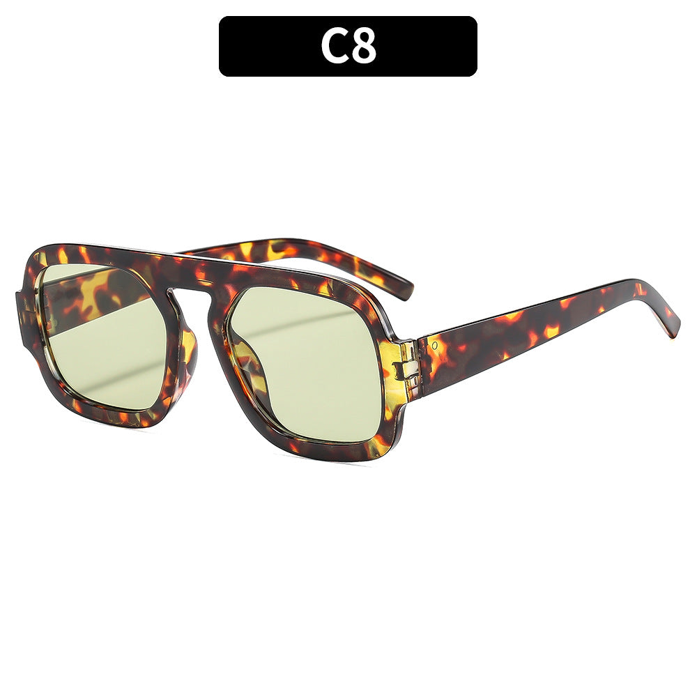Bold Angular Square Frame Sunglasses