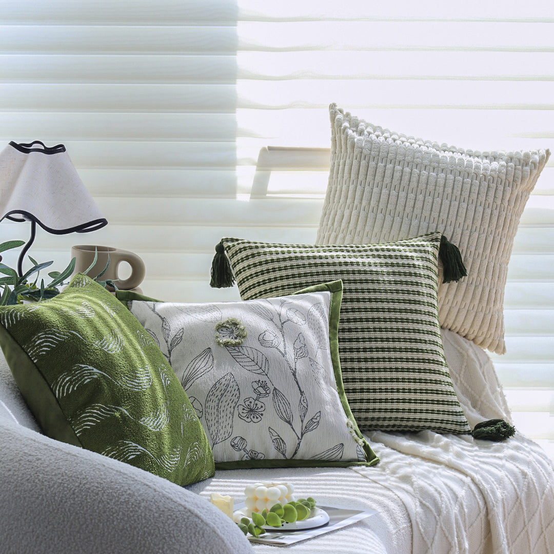 Square cushion cover made of microvelours with subtle wave structure Kalsten