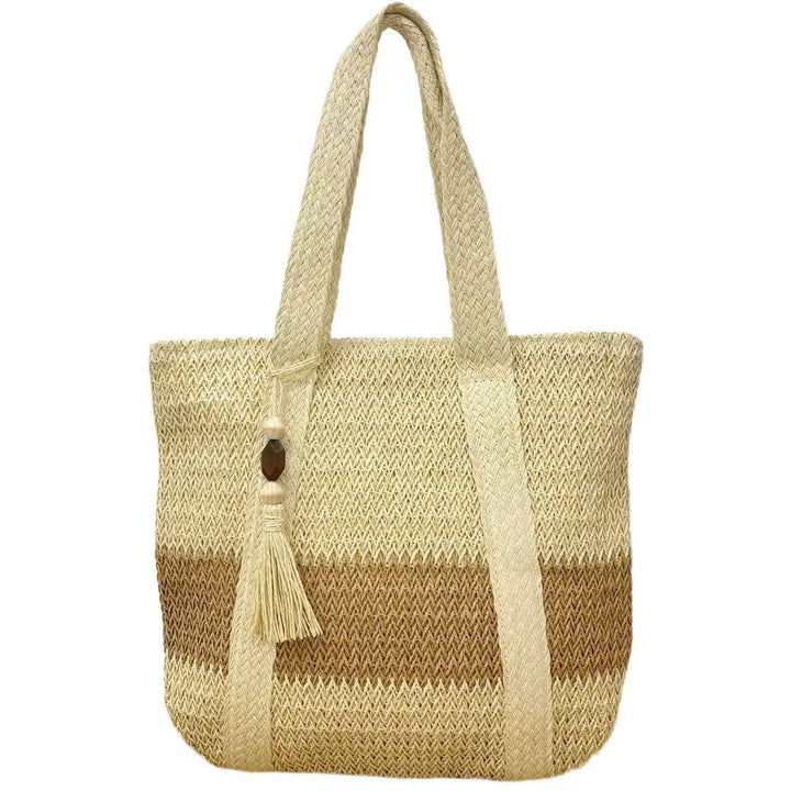 Handbag Made of Natural, Handwoven Straw with Elegant Fringe Kalsten