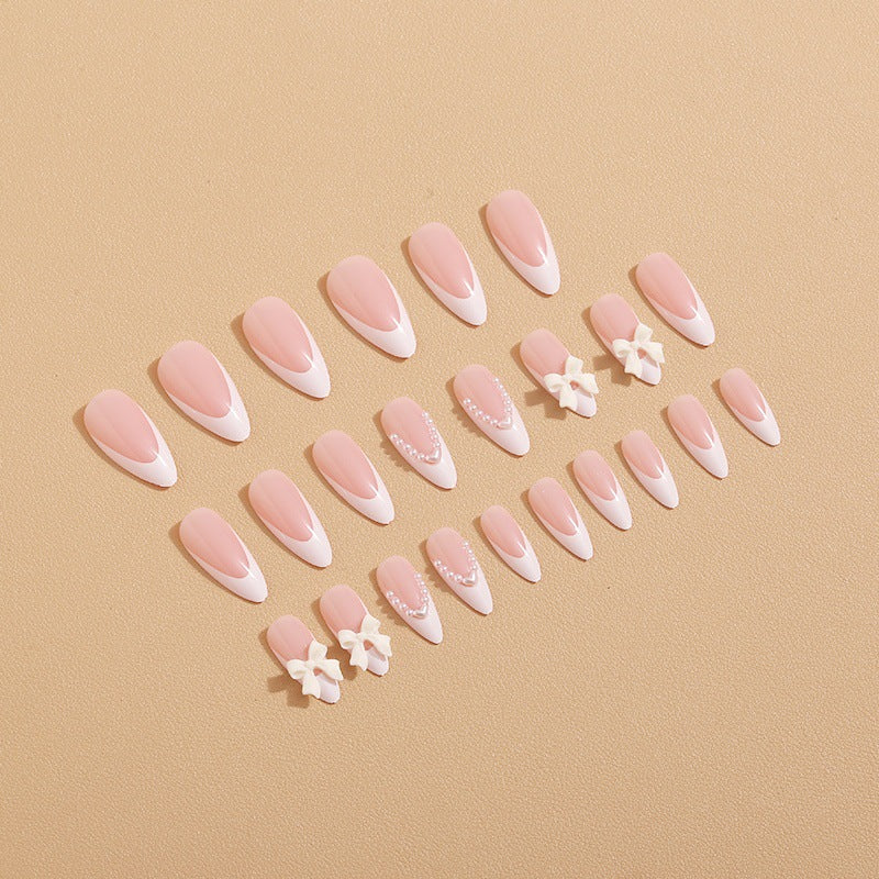 Artificial nail set with elegant bows and 3D decorations Kalsten