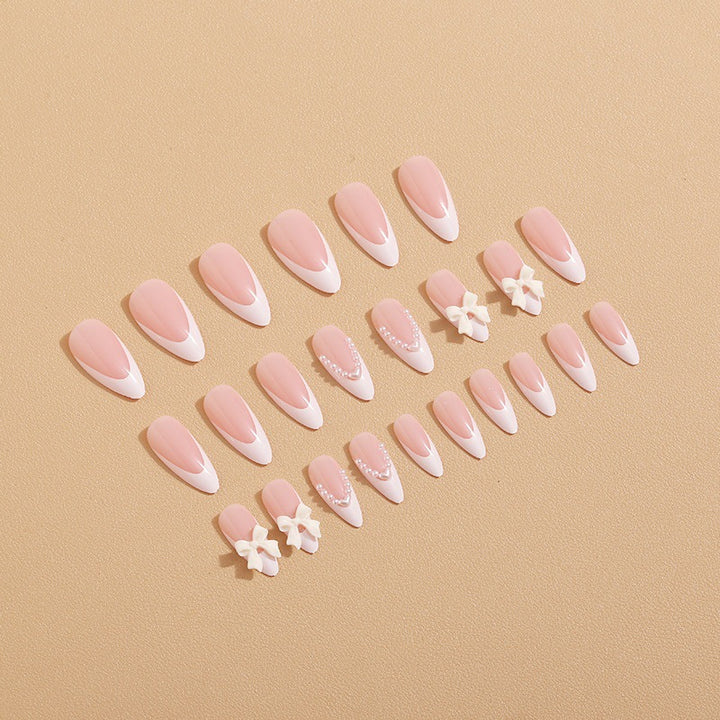 Artificial nail set with elegant bows and 3D decorations Kalsten