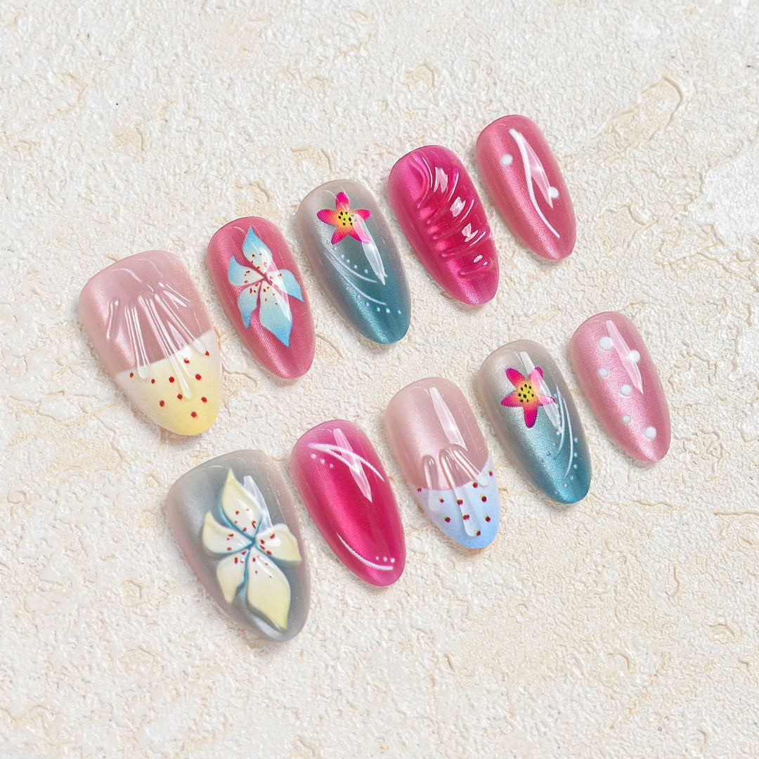 Artistic Floral Design Press-On Nail Set Kalsten