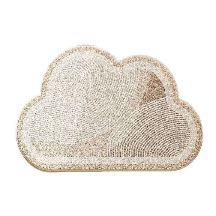 Cloud-Shaped Absorbent Microfiber Bath Mat with Anti-Slip Backing and Textured Concentric Pattern