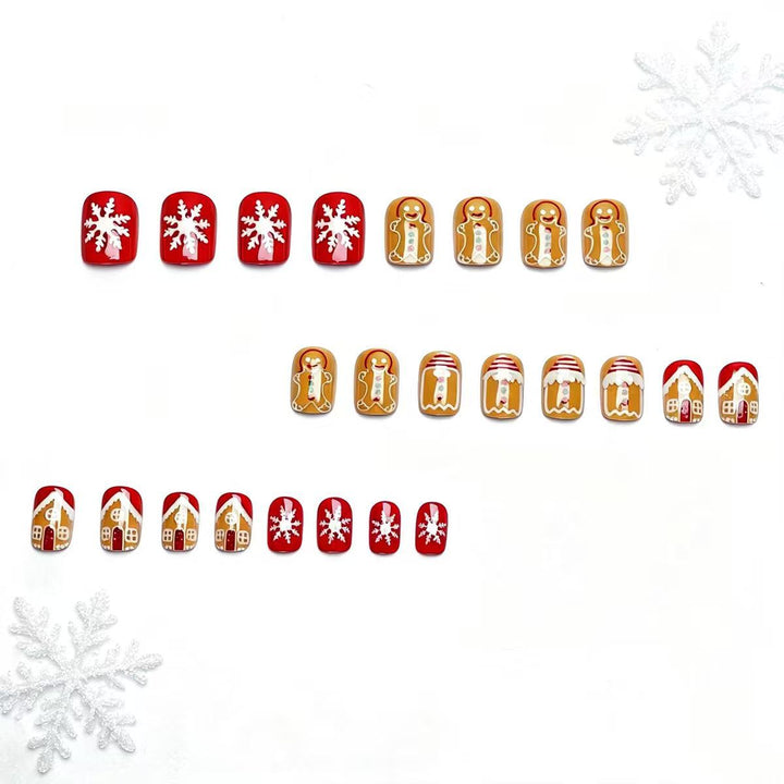 Artificial nails in Christmas gingerbread house design Kalsten