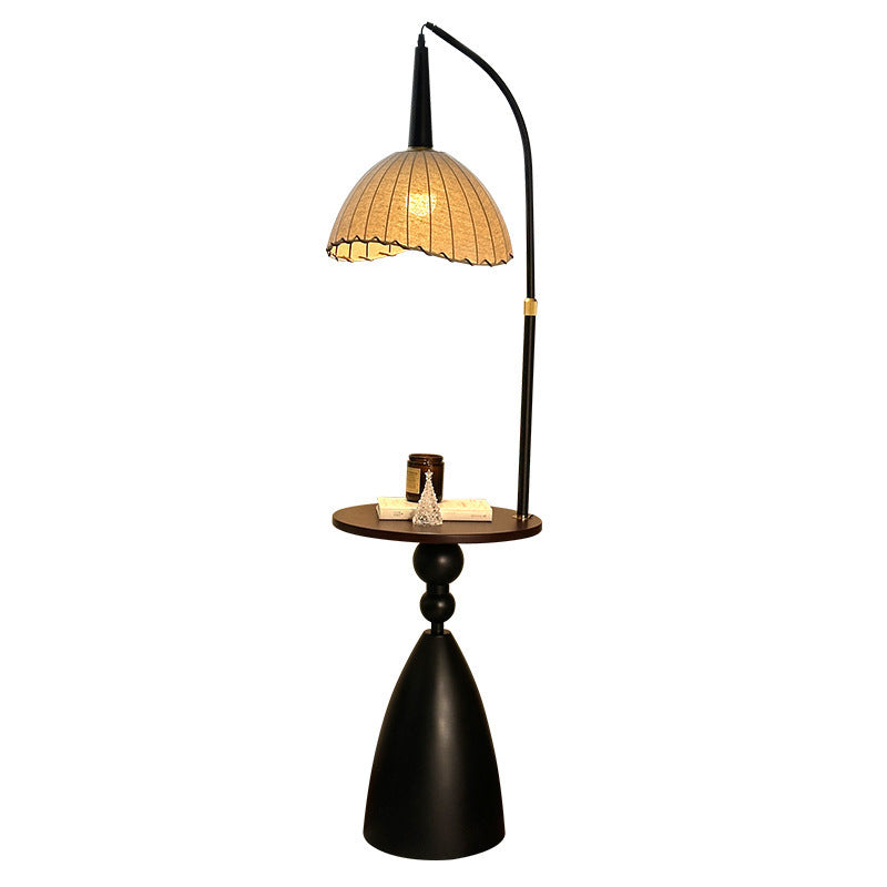 Elegant Arc Floor Lamp with Integrated Side Table