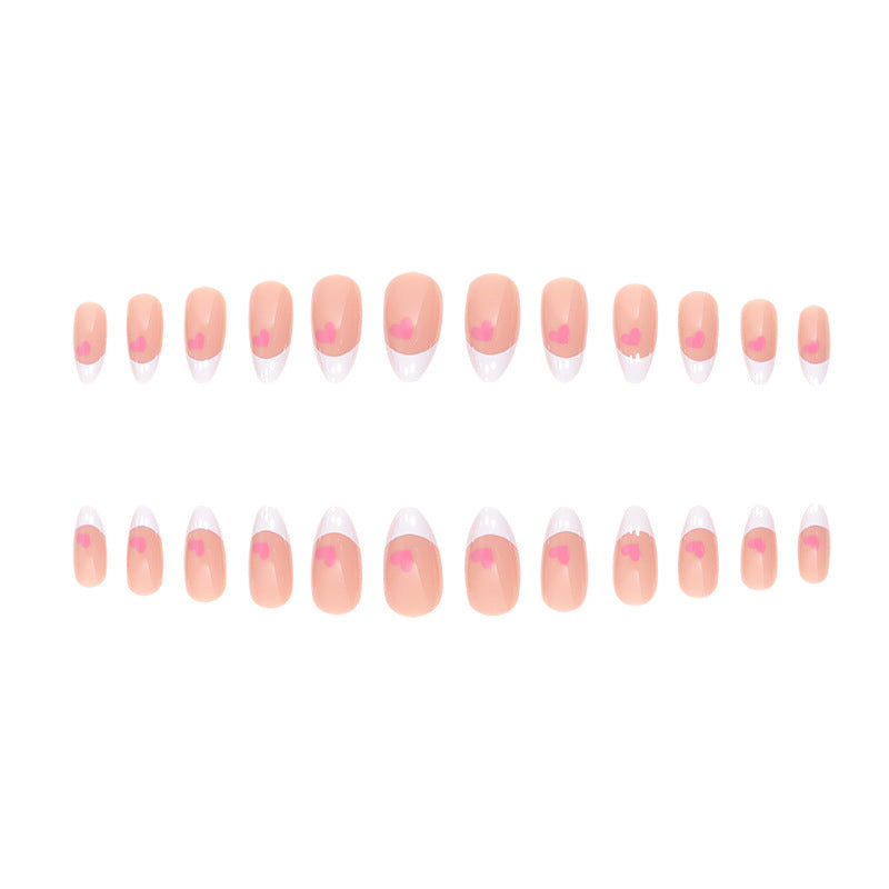 Elegant Heart-Accent French Tip Press-On Nails Kalsten