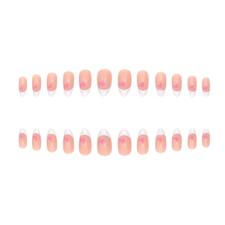 Elegant Heart-Accent French Tip Press-On Nails Kalsten