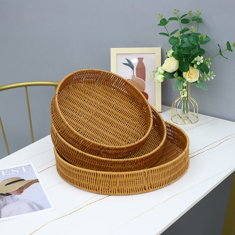 Round Artisan Woven Serving Tray Kalsten