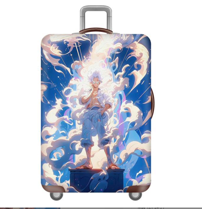 Unisex nan elastic motif suitcase cover made of stretchable polyester with handle and wheel openings Kalsten