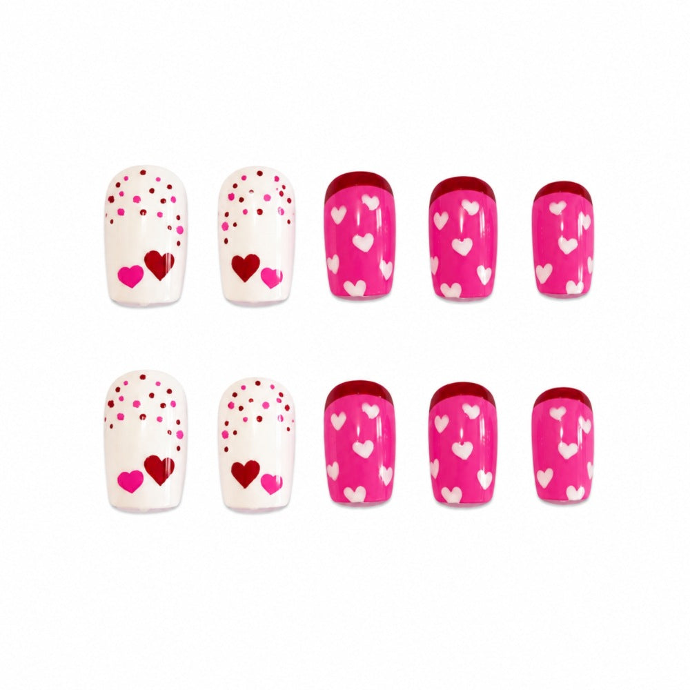 Artificial nails with romantic heart design and creative details Kalsten