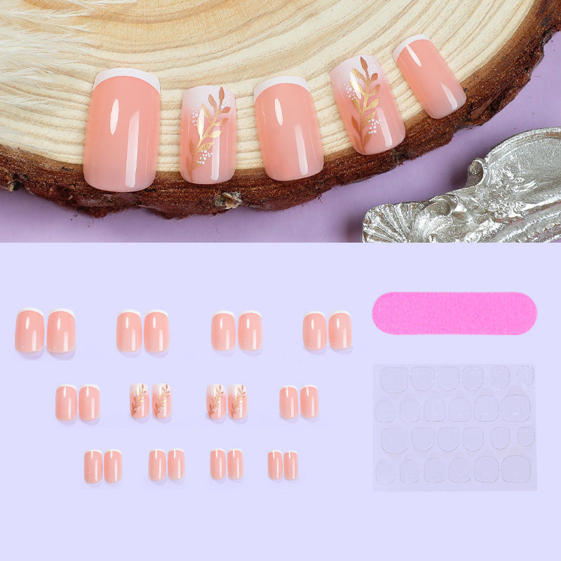 Elegant Press-On Nail Set with Floral Accent Design Kalsten
