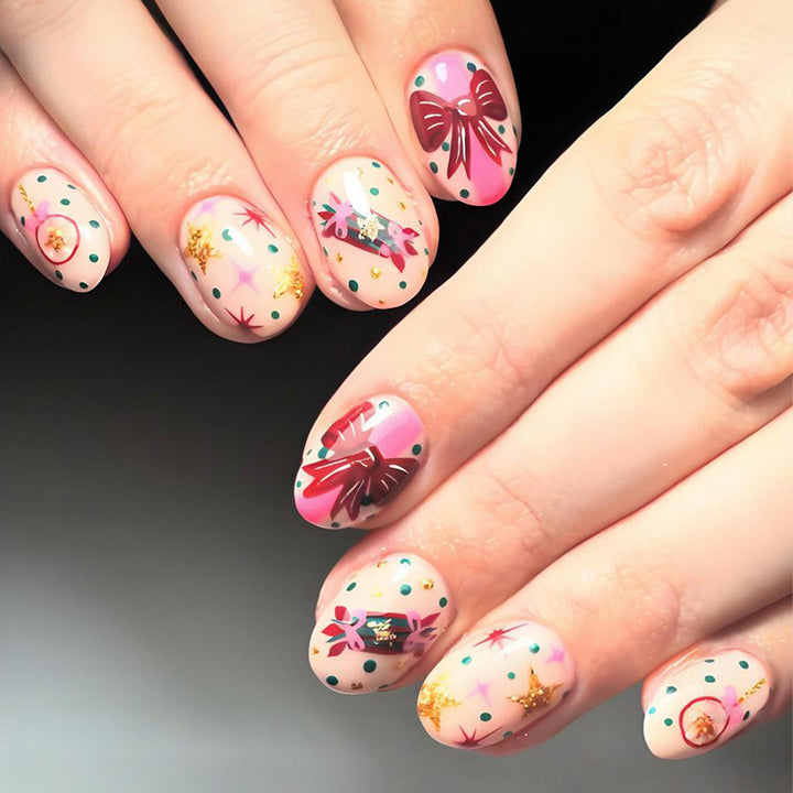 Nail art set with creative flower and dot designs Kalsten