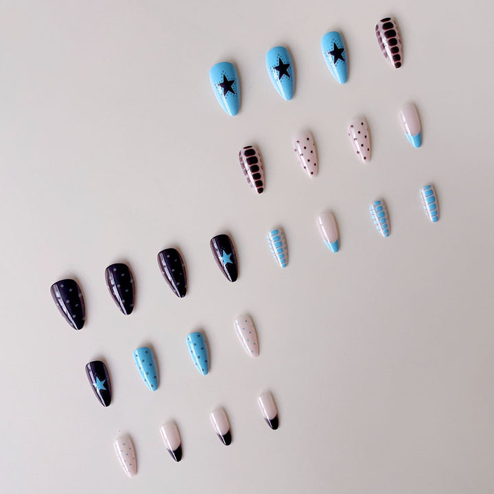 Artificial nail set with creative patterns and playful accents Kalsten
