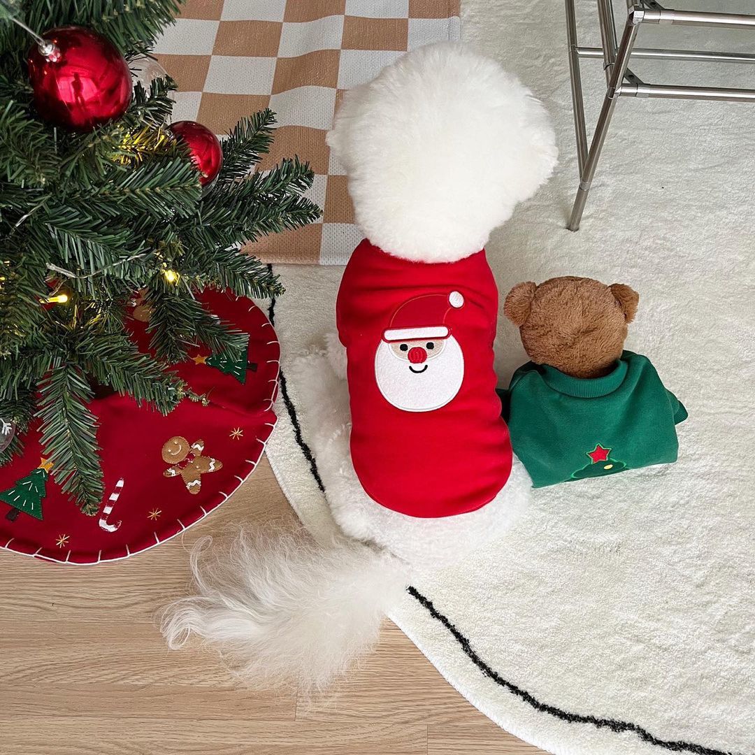 Holiday Santa Appliqué Cotton Pet Tee Shirt