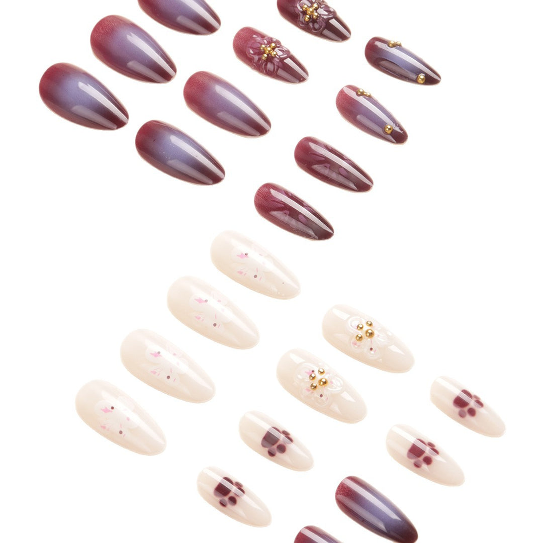 Floral Embellished Stiletto Nail Art Kalsten