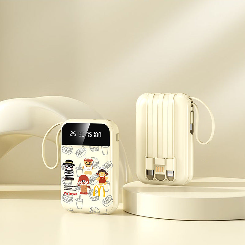 Portable power bank with LED display and integrated cable by Kalsten