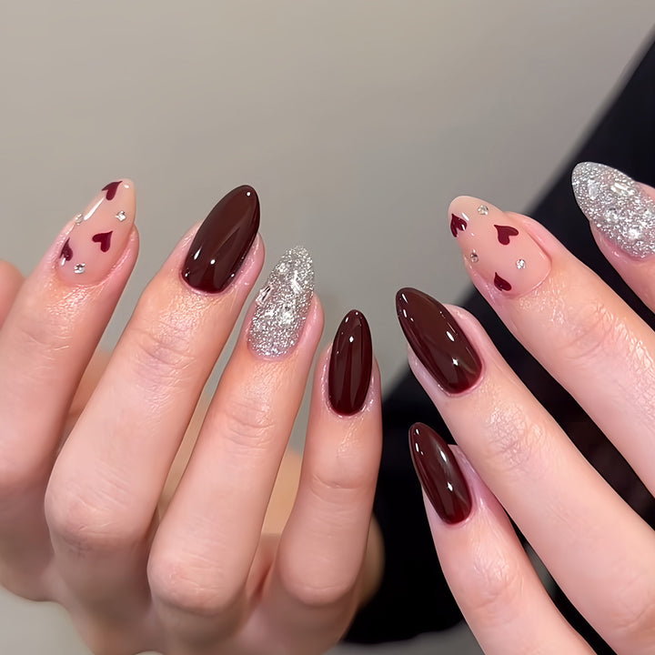 Elegant Heart-Themed Press-On Nail Set Kalsten