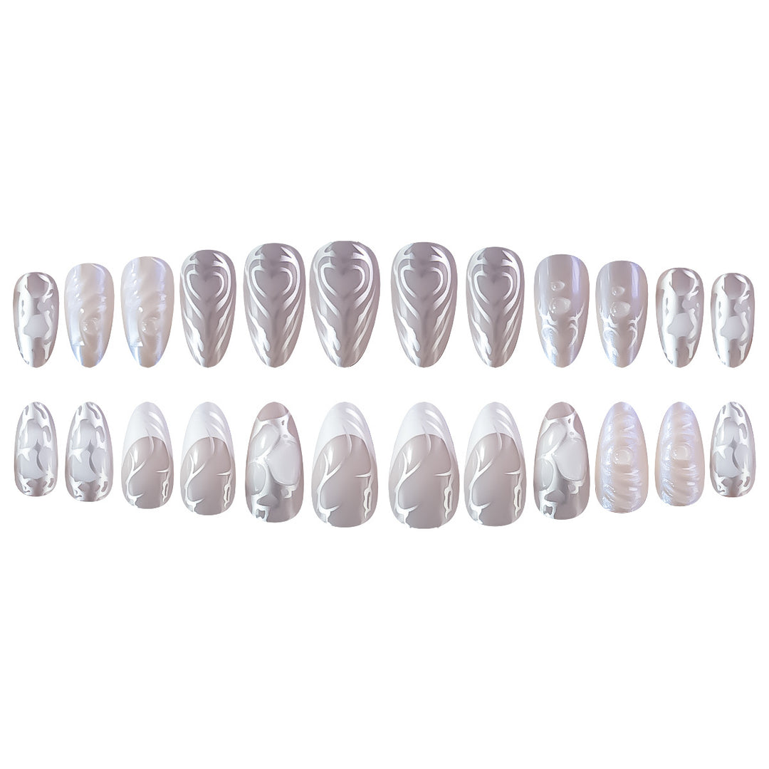 Elegant Stiletto Nail Extensions with Decorative Silver Accents Kalsten