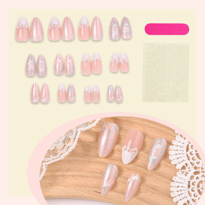 Elegant Floral Press-On Nail Art Ensemble Kalsten