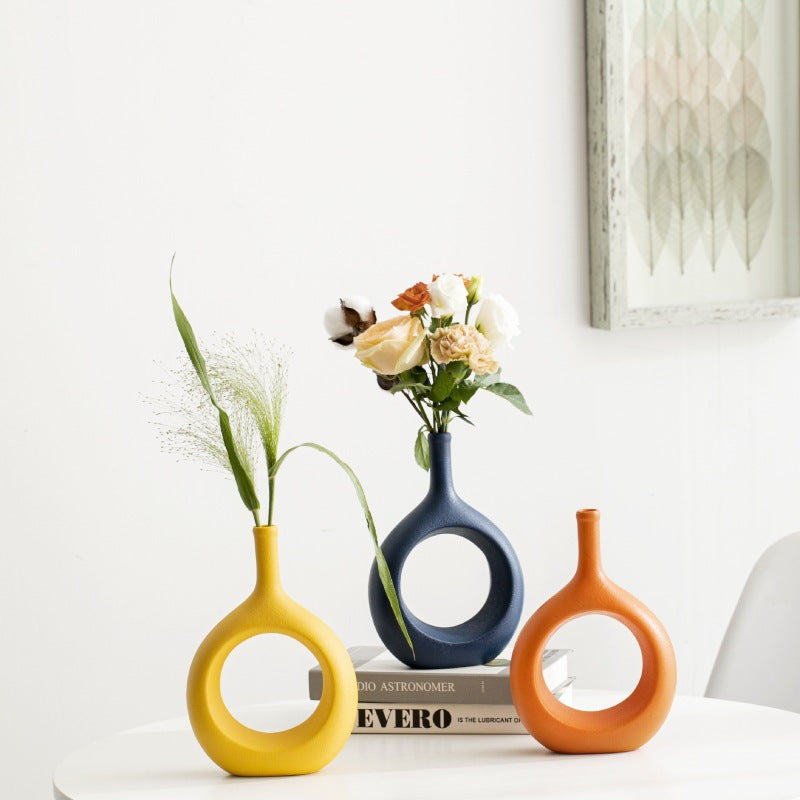 Artistic Circle-Shaped Ceramic Vase