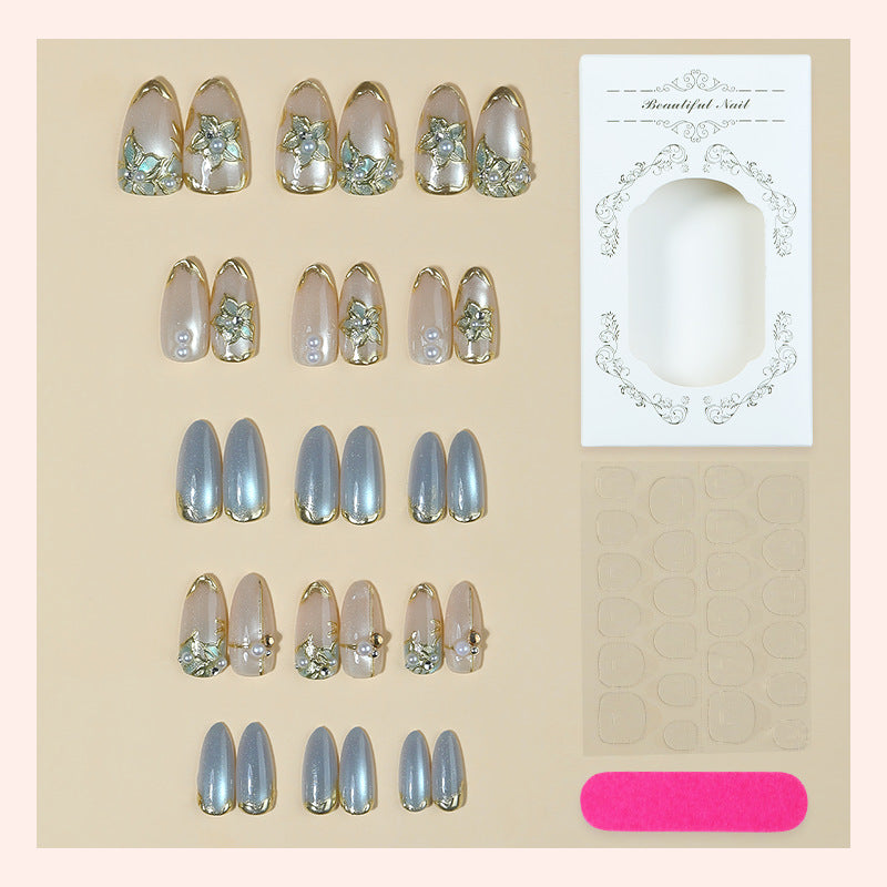 Elegant Floral Embellished Press-On Nail Set Kalsten