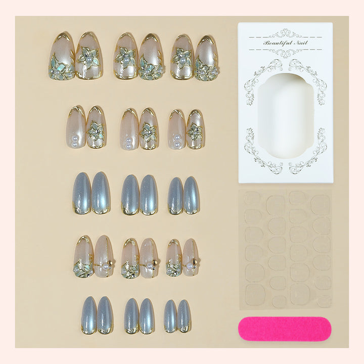 Elegant Floral Embellished Press-On Nail Set Kalsten