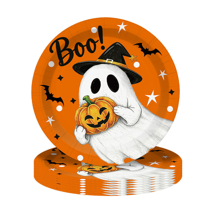Disposable party tablecloth with Halloween design and napkin set