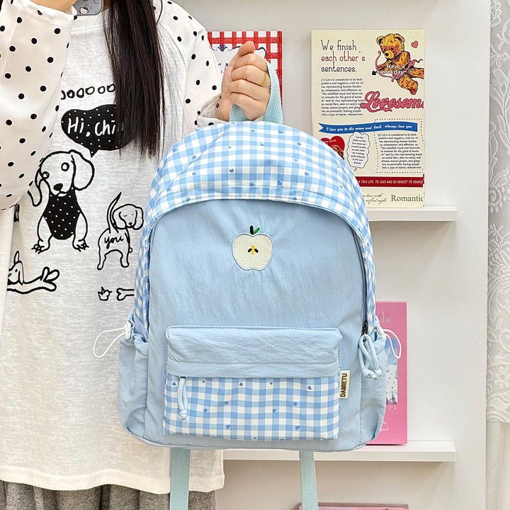 Playful Gingham Patterned Backpack Kalsten