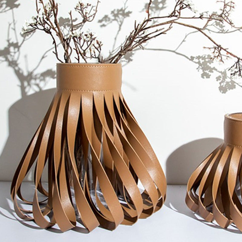 Artistic Leather Decorative Vase