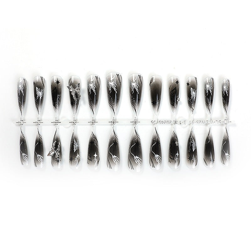 Artificial nail set with elegant, floral design and glitter details Kalsten