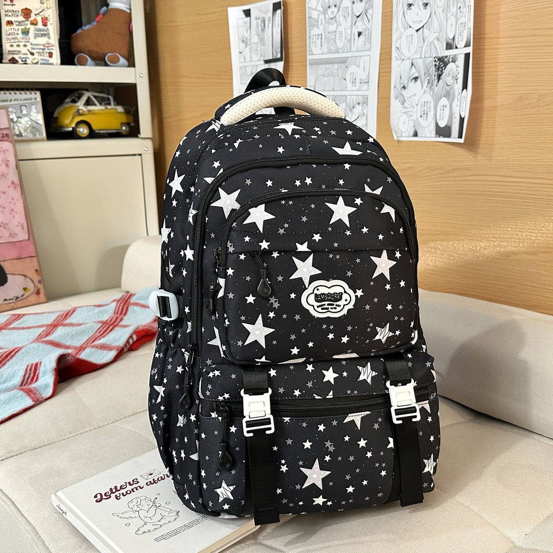 Trendy Star Print Multi-Compartment Backpack