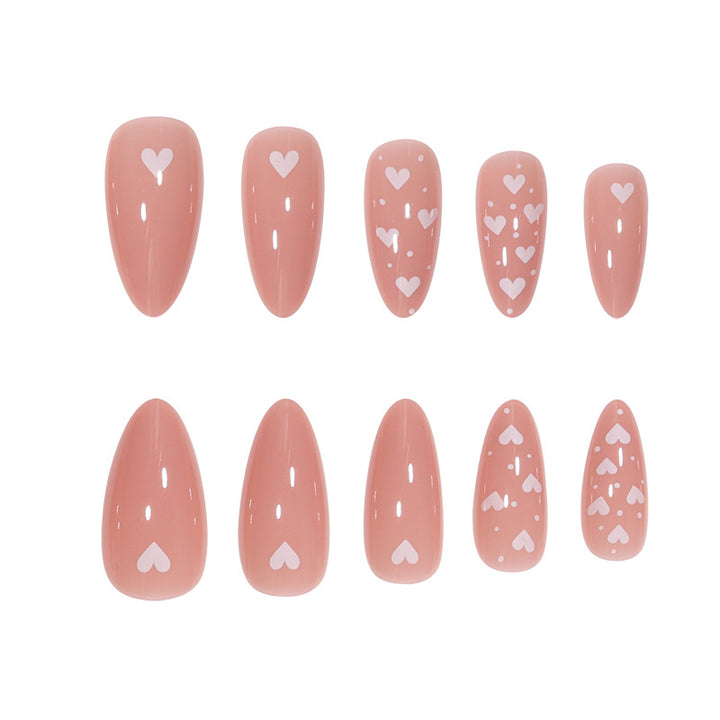 Charming Heart-Embellished Stiletto Press-On Nails Kalsten