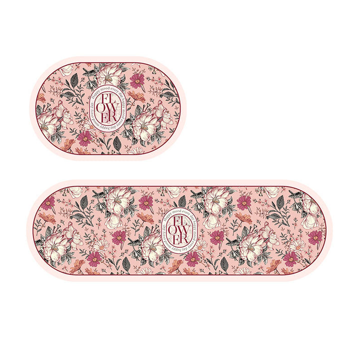Floral Pattern Decorative Kitchen Mat