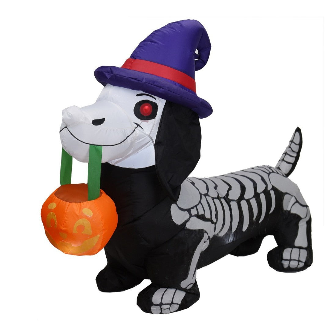 Inflatable Halloween Dog with Skeleton Design