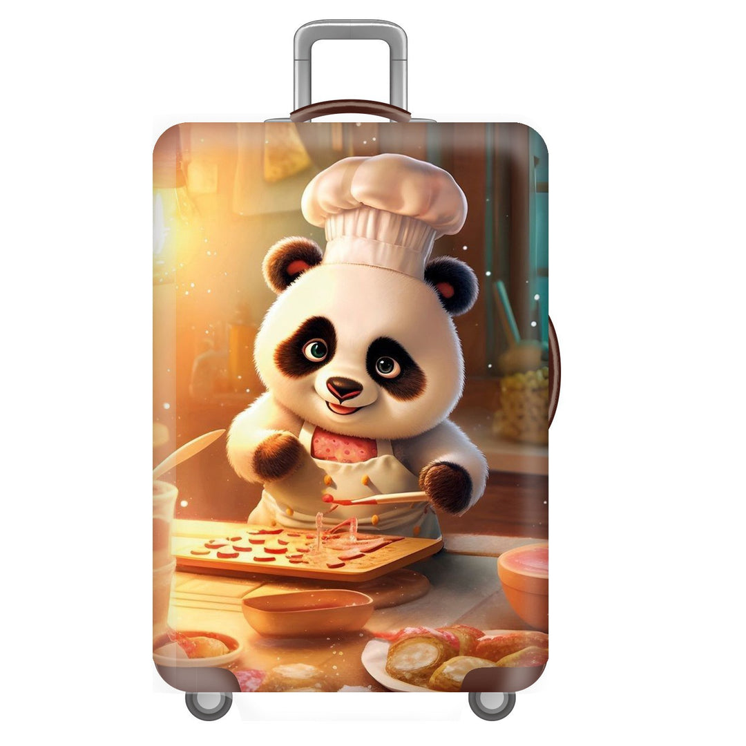 Unisex non-elastic suitcase cover for hard shell trolley with cute panda design, stretch protective cover with handle and wheel openings Kalsten