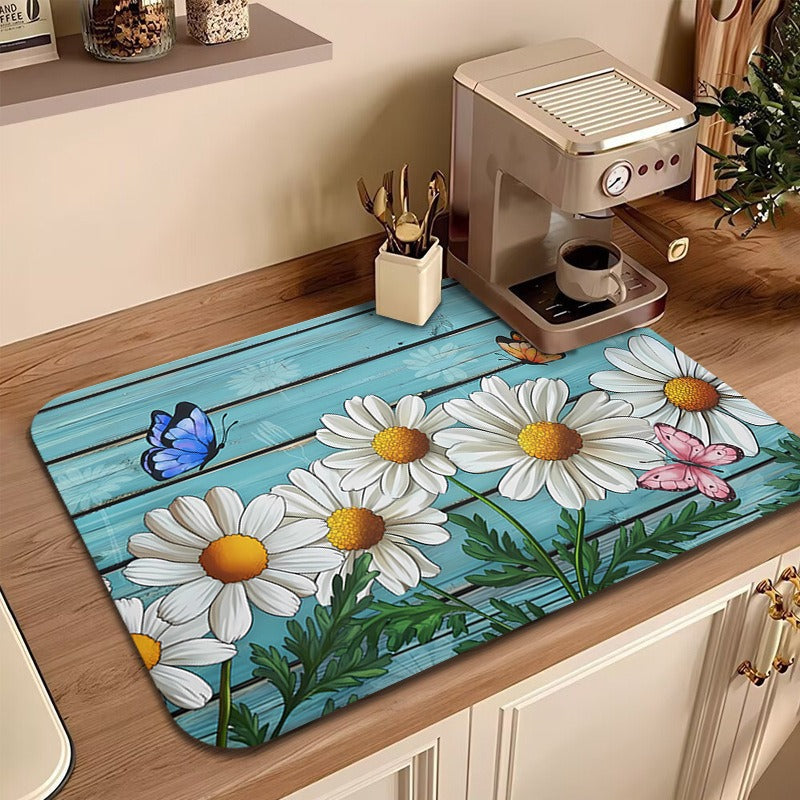 Floral Printed Kitchen Mat Kalsten