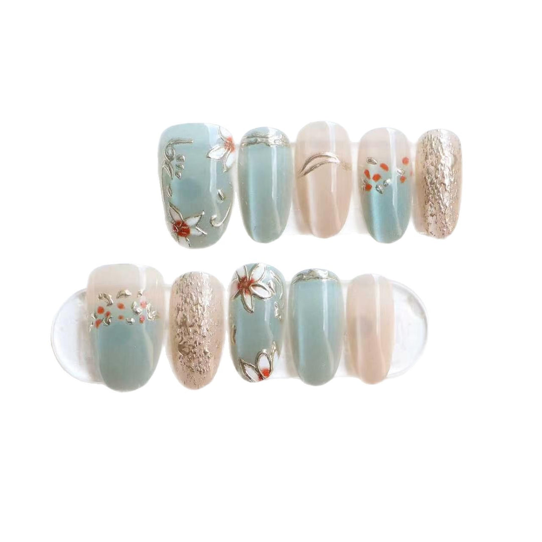 Artistic Floral Themed Press-On Nail Set Kalsten