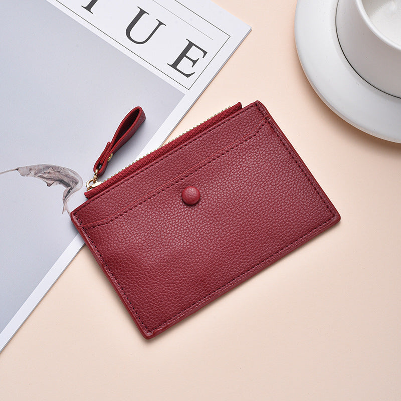 Textured Leather Zippered Card Holder Kalsten