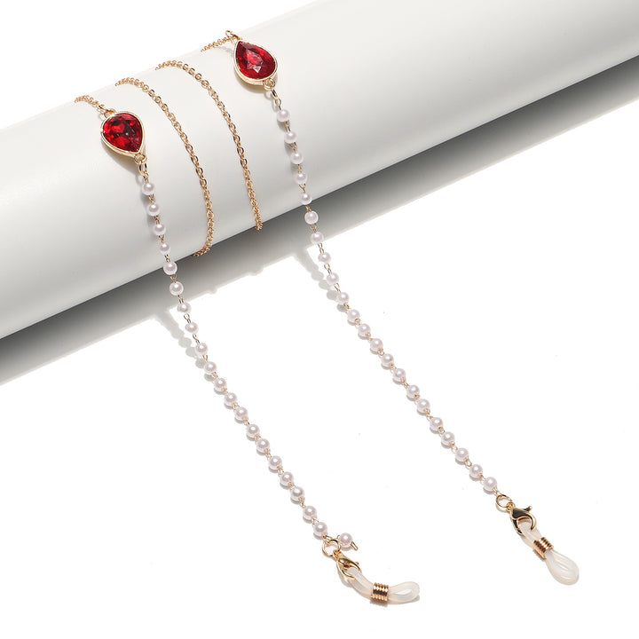 Elegant Pearl and Crystal Eyewear Chain Kalsten