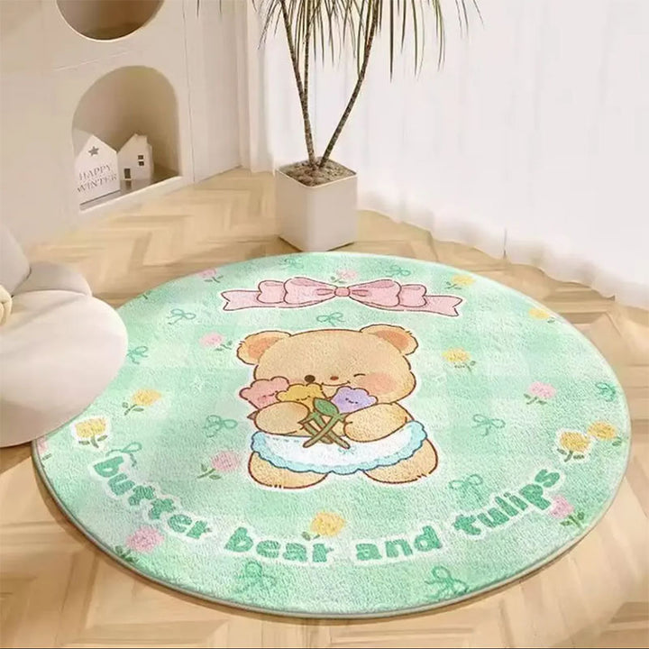 Cute Bear-Themed Round Area Rug