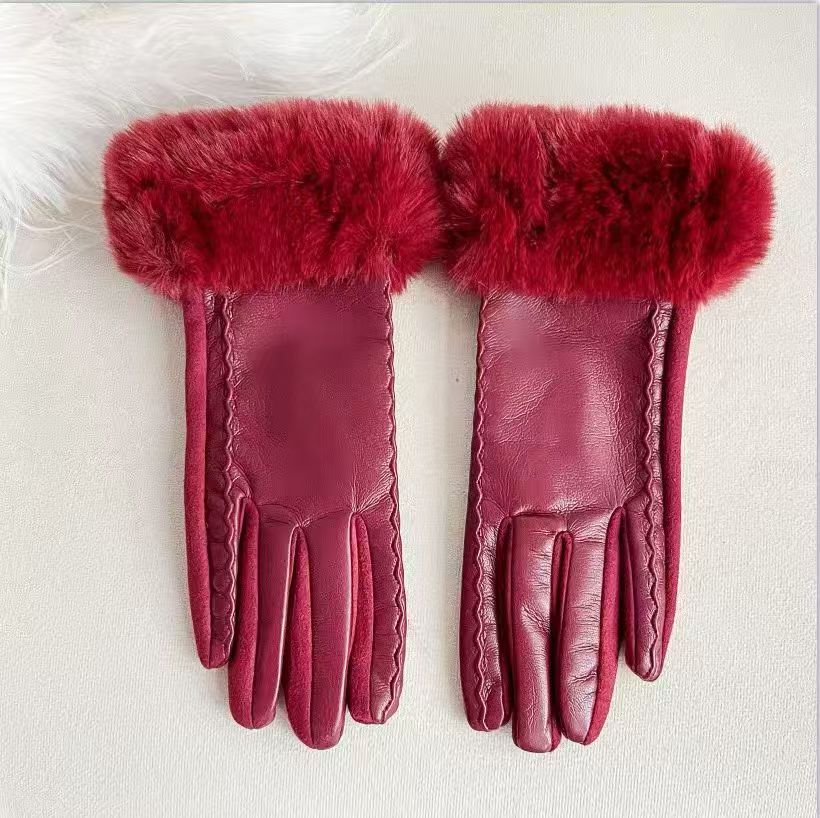 Luxurious Faux Fur Cuff Leather Gloves Kalsten